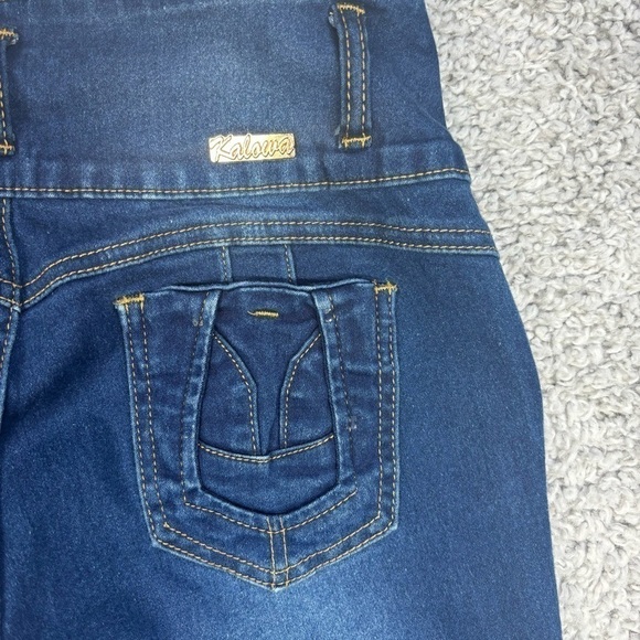 Kalowa Jeans Womens 9 Capri Dark Wash Exposed Button Fly Streetwear Party Club - Picture 4 of 5